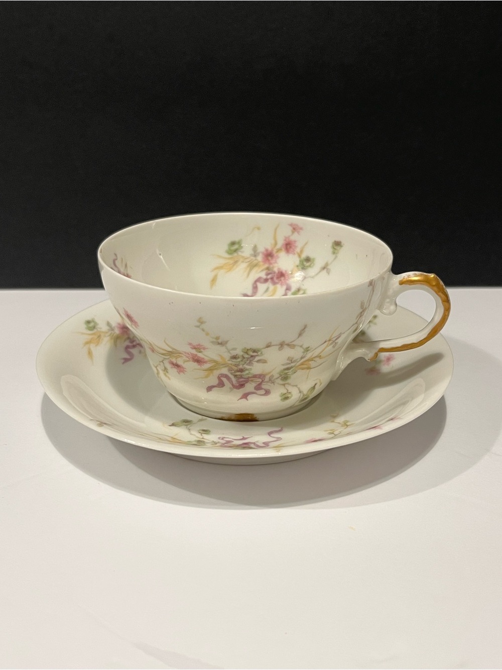 Antique 1895’s Theodore Haviland Limoges Schleiger Tea Cup & Saucer Porcelain